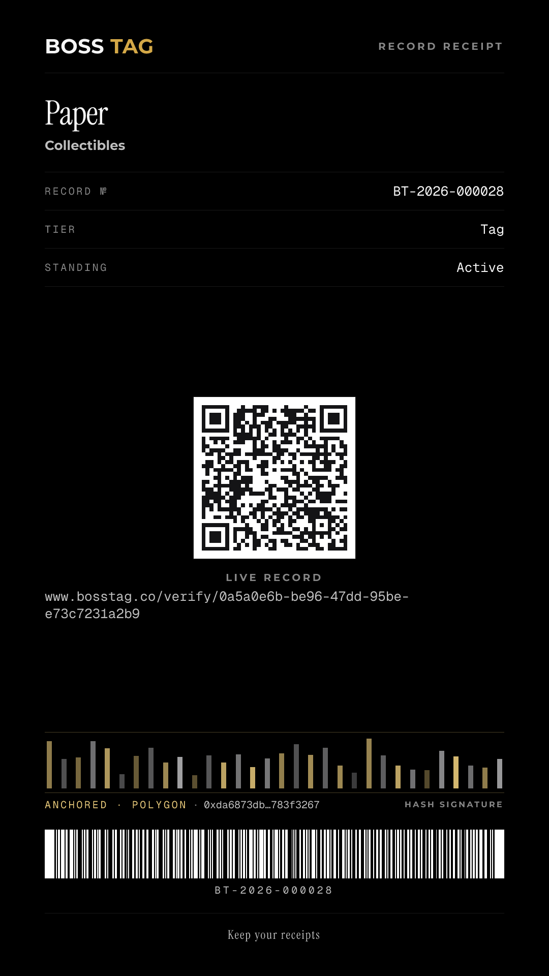 Shareable receipt for Paper